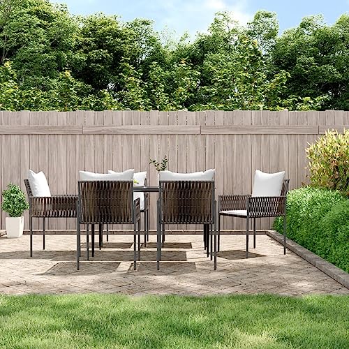CINDERFUL Gartenstühle mit Kissen 6 STK. Braun 54x61x83 cm Poly Rattan Gartenmöbel Gartenstühle von CINDERFUL