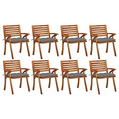 CINDERFUL Gartenstühle mit Kissen 8 STK. Massivholz Akazie Gartenmöbel Gartenstühle von CINDERFUL