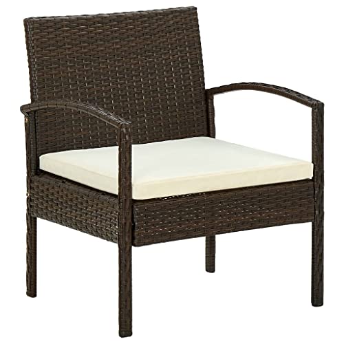 CINDERFUL Gartenstuhl mit Kissen Poly Rattan Braun Gartenmöbel Gartenstühle von CINDERFUL