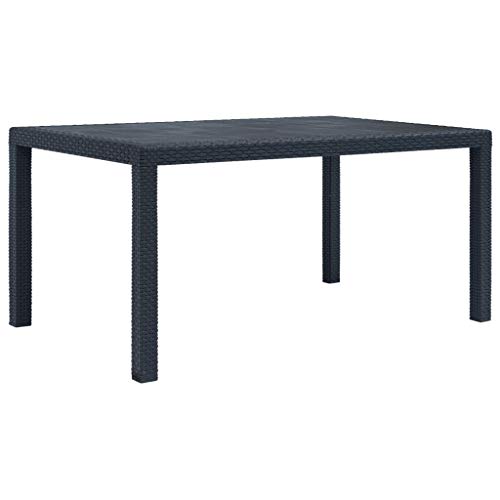 CINDERFUL Gartentisch Anthrazit 150 x 90 x 72 cm Kunststoff Rattan-Optik Gartenmöbel von CINDERFUL