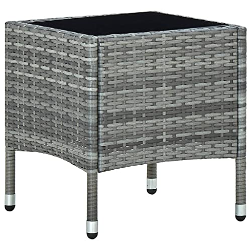 CINDERFUL Gartentisch Grau 40x40x45 cm Poly Rattan Gartenmöbel von CINDERFUL