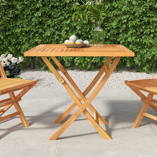 CINDERFUL Gartentisch Klappbar 85x85x76 cm Teak Massivholz Gartenmöbel von CINDERFUL