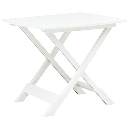 CINDERFUL Gartentisch Klappbar Weiß 79 x 72 x 70 cm Kunststoff Gartenmöbel von CINDERFUL