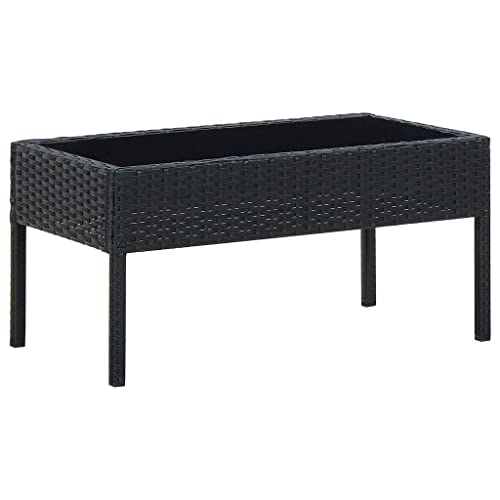 CINDERFUL Gartentisch Schwarz 75x40x37 cm Poly Rattan Gartenmöbel von CINDERFUL