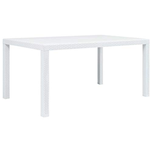 CINDERFUL Gartentisch Weiß 150 x 90 x 72 cm Kunststoff Rattan-Optik Gartenmöbel von CINDERFUL