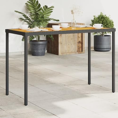 CINDERFUL Gartentisch mit Akazienholz-Platte 115x54x74 cm Poly Rattan Gartenmöbel von CINDERFUL