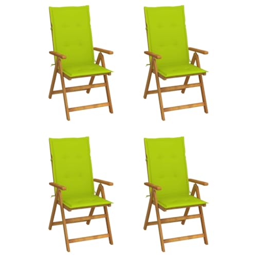 CINDERFUL Hochlehner Verstellbar 4 STK. mit Auflagen Massivholz Akazie Gartenmöbel Gartenstühle von CINDERFUL