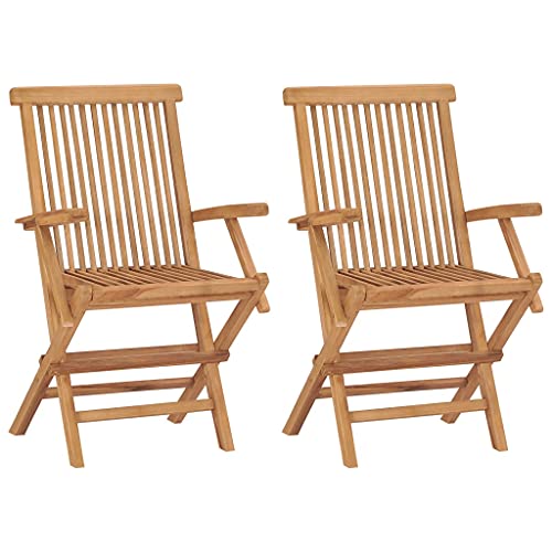 CINDERFUL Klappbare Gartenstühle 2 STK. Massivholz Teak,Langlebige Teakholz Gartenstühle im 2erSet Klappbar für platzsparende Aufbewahrung von CINDERFUL