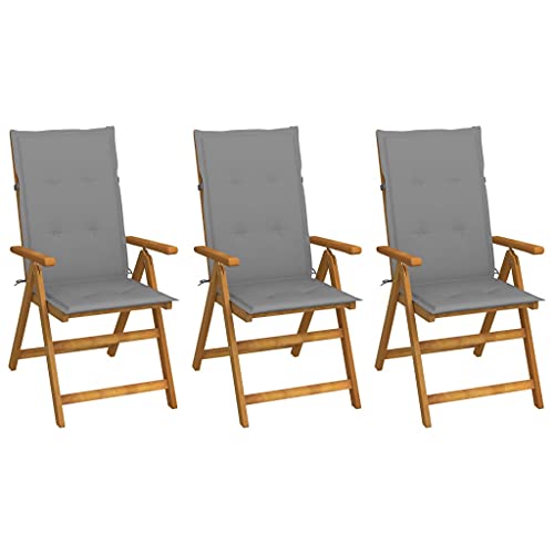 CINDERFUL Klappbare Gartenstühle 3 STK. mit Auflagen Massivholz Akazie Gartenmöbel Gartenstühle von CINDERFUL
