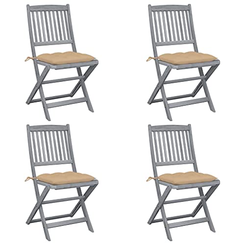 CINDERFUL Klappbare Gartenstühle 4 STK. mit Kissen Massivholz Akazie Gartenmöbel Gartenstühle CINDERFUL Klappbare Gartenstühle 4 STK. mit Kissen Massivholz Akazie Gartenmöbel Gartenstühle von CINDERFUL