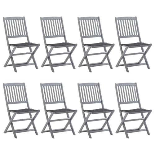 CINDERFUL Klappbare Gartenstühle 8 STK. mit Kissen Massivholz Akazie Gartenmöbel Gartenstühle von CINDERFUL