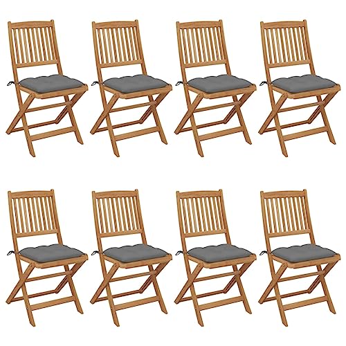 CINDERFUL Klappbare Gartenstühle 8 STK. mit Kissen Massivholz Akazie Gartenmöbel Gartenstühle von CINDERFUL