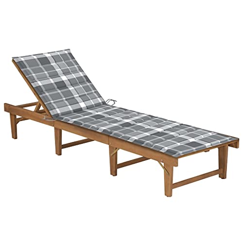 CINDERFUL Klappbare Sonnenliege mit Auflage Akazie Massivholz Terrassen Sitzmöbel von CINDERFUL