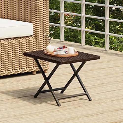 CINDERFUL Klapptisch Braun 45x35x32 cm Poly Rattan Gartenmöbel von CINDERFUL