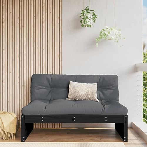 CINDERFUL Mittelsofa Schwarz 120x80 cm Massivholz Kiefer Gartensitzmöbel von CINDERFUL