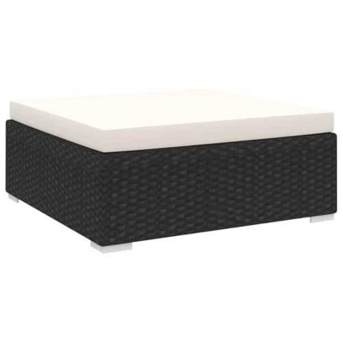 CINDERFUL Modular-Fußhocker 1 STK. + Auflagen Poly Rattan Schwarz,RattanLoungehocker für den Außenbereich Vielseitige und Bequeme Gartenmöbel Gartensitzmöbel von CINDERFUL