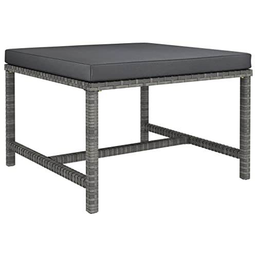 CINDERFUL Modular-Fußhocker mit Kissen Grau Poly Rattan,Multifunktionaler GartenFußhocker aus witterungsbeständigem PERattan für Ihr LoungeSet Gartensitzmöbel von CINDERFUL