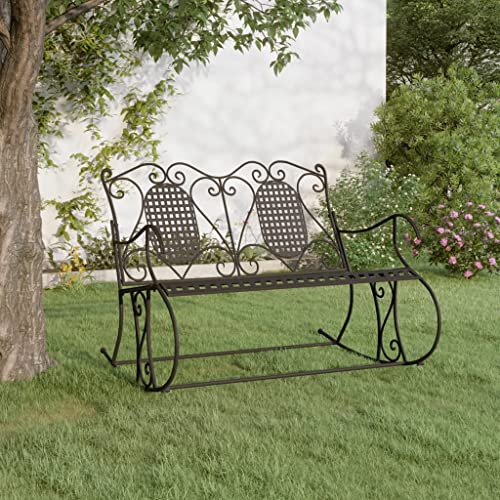 CINDERFUL Schaukelbank 2-Sitzer 113 cm Schwarz Stahl Terrassen Sitzmöbel, Gartenbänke von CINDERFUL