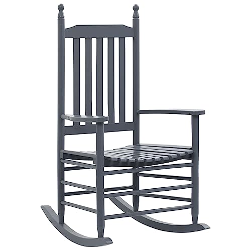 CINDERFUL Schaukelstuhl mit Gebogener Sitzfläche Grau Pappelholz Gartenmöbel Gartenstühle von CINDERFUL