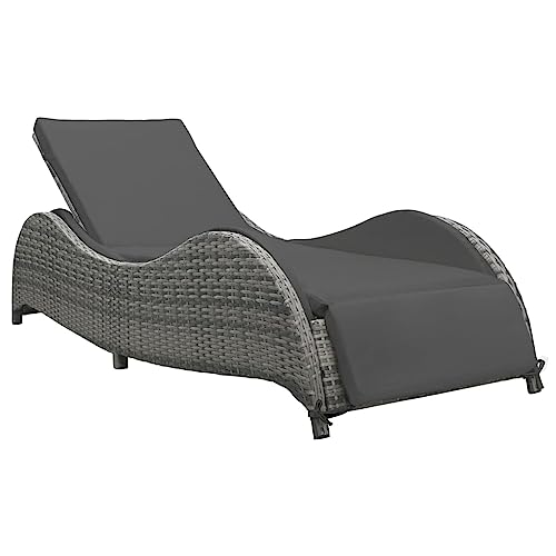 CINDERFUL Sonnenliege mit Auflage Poly Rattan Anthrazit Gartenmöbel von CINDERFUL