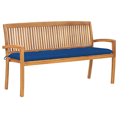CINDERFUL Stapelbare Gartenbank mit Auflage 159 cm Massivholz Teak Terrassen Sitzmöbel, Gartenbänke von CINDERFUL