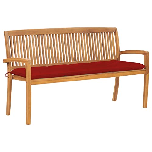 CINDERFUL Stapelbare Gartenbank mit Auflage 159 cm Massivholz Teak Terrassen Sitzmöbel, Gartenbänke von CINDERFUL