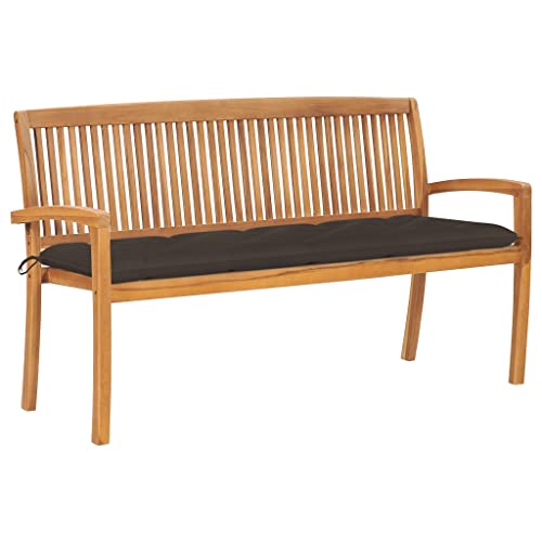 CINDERFUL Stapelbare Gartenbank mit Auflage 159 cm Massivholz Teak Terrassen Sitzmöbel, Gartenbänke von CINDERFUL