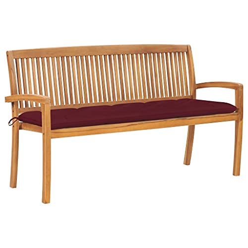 CINDERFUL Stapelbare Gartenbank mit Auflage 159 cm Massivholz Teak Terrassen Sitzmöbel, Gartenbänke von CINDERFUL
