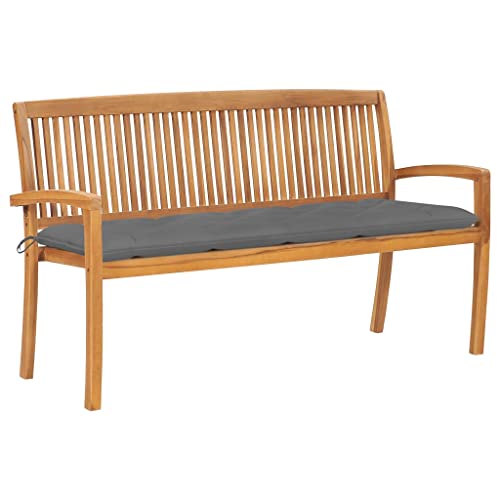 CINDERFUL Stapelbare Gartenbank mit Auflage 159 cm Massivholz Teak Terrassen Sitzmöbel, Gartenbänke von CINDERFUL
