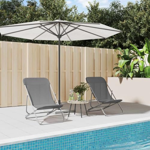 CINDERFUL Strandstühle 2 STK. Grau Textilene & Pulverbeschichteter Stahl Terrassen Sitzmöbel CINDERFUL Strandstühle 2 STK. Grau Textilene & Pulverbeschichteter Stahl Terrassen Sitzmöbel von CINDERFUL