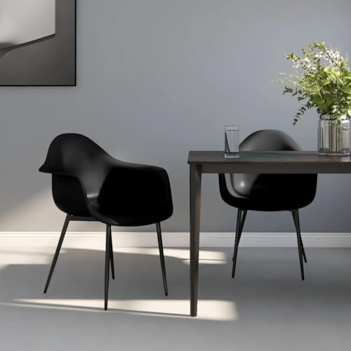 For Table Dining Chairs Chair For Room Sturdy Construction Rocking Feature Comfortable Backrest Kitchen Chairs Stable Breathable Dining Room Gathering ( Color : Schwarz 2 Stk , Size : 64 x 59 x 84 cm von CINDERFUL