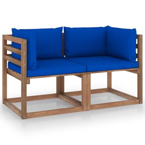 Gartenmöbel Set Garten-Palettensofa 2-Sitzer mit Kissen in Blau Kiefernholz Gartenmöbel Set Garten-Palettensofa 2-Sitzer mit Kissen in Blau Kiefernholz von CINDERFUL
