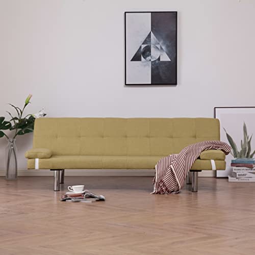 Sofa-Couches for das Wohnzimmer, Sofagarnitur, stabiles Gestell, umwandelbare Couch for mühelosen Tag und Nacht, gemütliche Retro-Atmosphäre, dicke Schaumstoffpolsterung, Wohnzimmermöbel ( Color : Grü von CINDERFUL