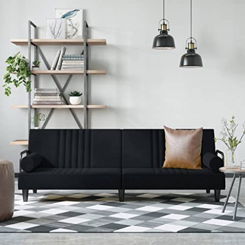 Sofas und Sofas, Sofa, Retro- und warmes Wohnzimmer-Herzstück, stabiler Rahmen, umwandelbare Couch, Wohnzimmersitze, einfacher Umwandlungsmechanismus, auffälliges Design for Komfort ( Color : Schwarz von CINDERFUL