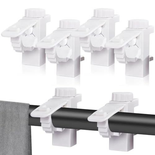 Gardinenstangenhalter Ohne Bohren,4 Stück Weiß Gardinenstange Halterung, Verstellbare Querstange Klemmhalterung für Haken für Organizer Curtain Rod Holder Handtuchstangenhaken von CINGHIA