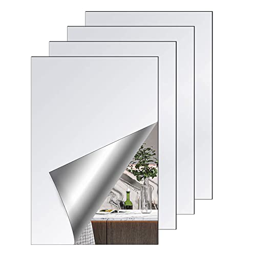 CINGHIA Selbstklebende Spiegel,Spiegelfliesen Selbstklebend,4pcs Acryl Spiegel,Spiegel Rahmenlos 30x20cm,Klebespiegel für die Wand,Spiegel Zum Aufkleben,Spiegel Kleben für Badezimmer,Wohnzimmer von CINGHIA