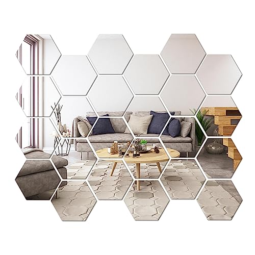 CINGHIA Spiegelfliesen Selbstklebend,Klebespiegel für Die Wand,24 Stück Spiegel Kleben,Selbstklebende Spiegel,Spiegel zum Kleben,Selbstklebender Spiegel für DIY Wohnzimmer Schranktür von CINGHIA