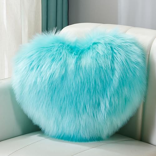 CINY Dekokissen Kissen Plüschkissen Herzform Flauschig Superweiches Zierkissen Waschbar Warm & Gemütlich Dekoration Geschenk für Mädchen Valentinstag für Wohnzimmer Sofa 40 x 50 cm blau von CINY