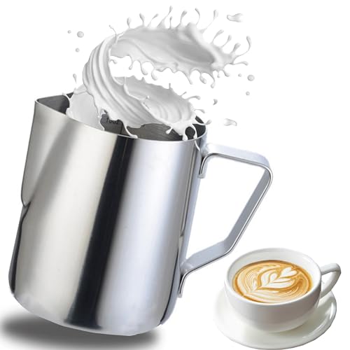 CINY Milchkännchen Milchkanne Edelstahl 600ml Milch Aufschäumen Krug mit Messung Mark, Milch Pitcher Kännchen für den Milchaufschäumer für Kaffee Latte Cappuccino & Macchiato, Wasserkocher-Messbecher von CINY