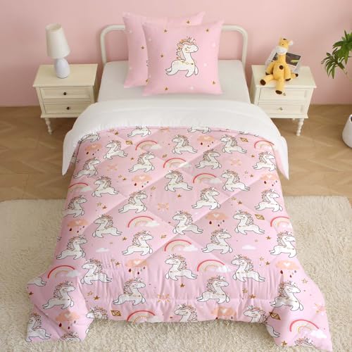 CINYE Kinder Bettdecke 140×200 Set-Einhorn Ganzjahresdecke für Mädchen-4 Jahreszeiten Bettdecken Mit 2 Kissenbezugs 80×80 cm-Weiche Microfaser Steppdecke CINYE Kinder Bettdecke 140×200 Set-Einhorn Ganzjahresdecke für Mädchen-4 Jahreszeiten Bettdecken Mit 2 Kissenbezugs 80×80 cm-Weiche Microfaser Steppdecke von CINYE