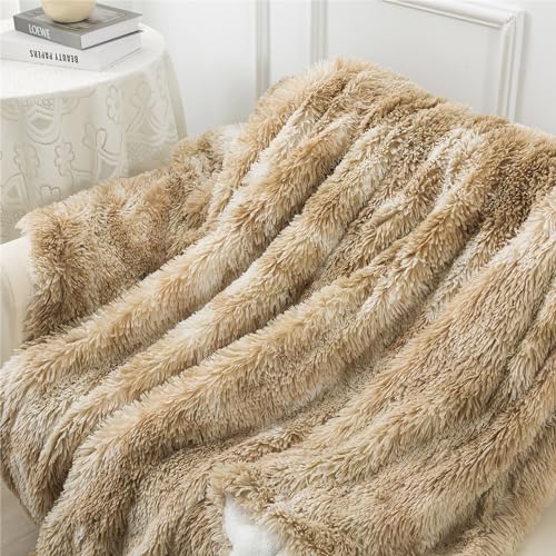 CINYE Kuscheldecken Flauschig 160 x 200 cm Furry Wolldecken für Couch und Bett Decke Khaki Kuscheldecke Baumwolle Kinder Tie-Dyeing-Verfahren von CINYE