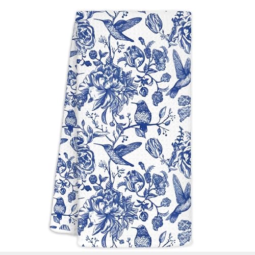 CIOJUNE Geschirrtücher für Küche, Bad, Chinoiserie-Dekor, blaue und weiße Chinoiserie mit Blumenmotiv, Küchentücher, 40,6 x 61 cm von CIOJUNE