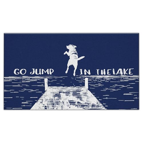 CIOJUNE Lakeside Hunde-Fußmatte, Geschenk für Seenliebhaber, Eingang, Veranda, Seehaus, Badematten für Badezimmer, Go Jump in the Lake, Willkommensmatten für den Eingangsbereich, 43,2 x 76,2 cm CIOJUNE Lakeside Hunde-Fußmatte, Geschenk für Seenliebhaber, Eingang, Veranda, Seehaus, Badematten für Badezimmer, Go Jump in the Lake, Willkommensmatten für den Eingangsbereich, 43,2 x 76,2 cm von CIOJUNE