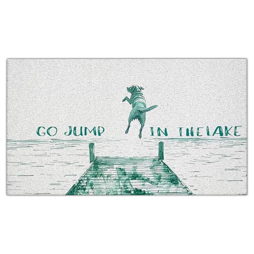 CIOJUNE Lakeside Hunde-Fußmatte, Geschenk für Seenliebhaber, als Geschenk für Haustür, Eingang, Veranda, Seehaus, Badematten für Badezimmer, Gehen Sie im See springen Matten für den Eingangsbereich CIOJUNE Lakeside Hunde-Fußmatte, Geschenk für Seenliebhaber, als Geschenk für Haustür, Eingang, Veranda, Seehaus, Badematten für Badezimmer, Gehen Sie im See springen Matten für den Eingangsbereich von CIOJUNE