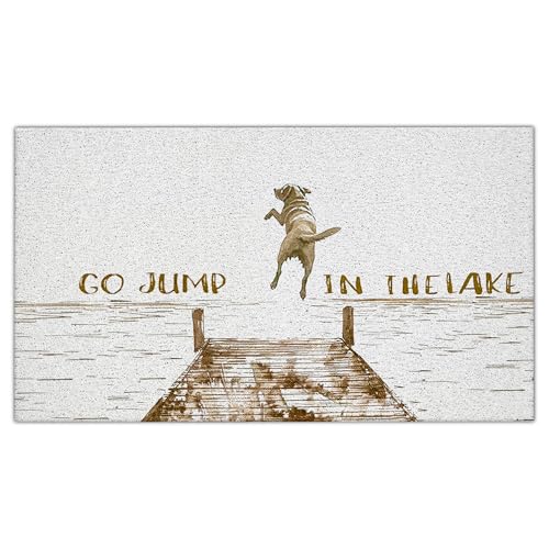 CIOJUNE Lakeside Hunde-Fußmatte, Motiv: See, Geschenke, Fußmatte für Haustür, Eingang, Veranda, Seehaus, Badematten für Badezimmer, Go Jump in the Lake, Willkommensmatten für den Eingangsbereich, 43,2 CIOJUNE Lakeside Hunde-Fußmatte, Motiv: See, Geschenke, Fußmatte für Haustür, Eingang, Veranda, Seehaus, Badematten für Badezimmer, Go Jump in the Lake, Willkommensmatten für den Eingangsbereich, 43,2 von CIOJUNE