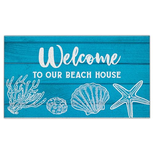 CIOJUNE Strand-Fußmatte, "Welcome to Our Beach House", Fußmatte für Haustür, Eingang, Veranda, Küsten-Badematten für Badezimmer, blauer Ozean, Willkommensmatten für den Eingangsbereich, 43,2 x 76,2 cm CIOJUNE Strand-Fußmatte, "Welcome to Our Beach House", Fußmatte für Haustür, Eingang, Veranda, Küsten-Badematten für Badezimmer, blauer Ozean, Willkommensmatten für den Eingangsbereich, 43,2 x 76,2 cm von CIOJUNE