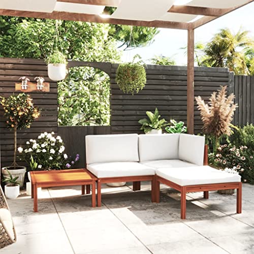 CIOURSTO 5-teiliges Gartenlounge-Set mit Kissen Acacia-Holz Cremefarben für Wetterschutz und Langlebigkeit für Terrasse Garten oder Wohnzimmer mit Ölfinish (3057877) von CIOURSTO
