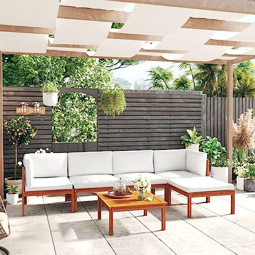 CIOURSTO 5-teiliges Gartenlounge-Set mit Kissen Acacia-Holz Cremefarben für Wetterschutz und Langlebigkeit für Terrasse Garten oder Wohnzimmer mit Ölfinish (3057881) von CIOURSTO