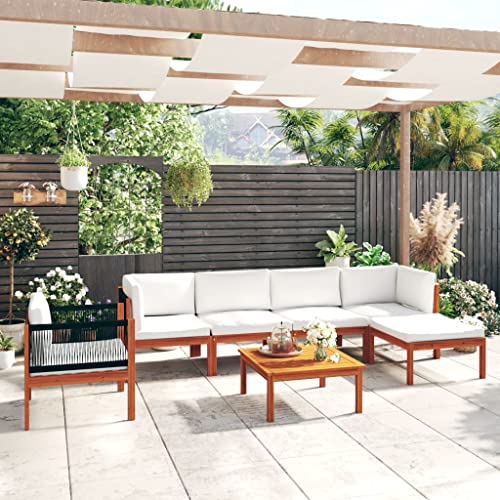 CIOURSTO 5-teiliges Gartenlounge-Set mit Kissen Acacia-Holz Cremefarben für Wetterschutz und Langlebigkeit für Terrasse Garten oder Wohnzimmer mit Ölfinish (3057882) von CIOURSTO