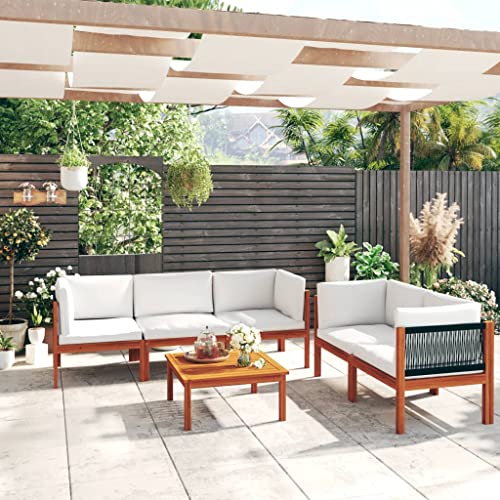 CIOURSTO 5-teiliges Gartenlounge-Set mit Kissen Acacia-Holz Cremefarben für Wetterschutz und Langlebigkeit für Terrasse Garten oder Wohnzimmer mit Ölfinish (3057886) von CIOURSTO